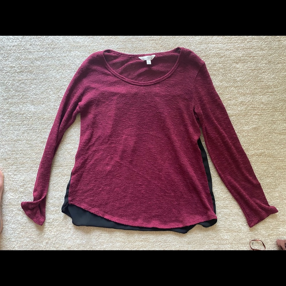 Red sweater with sheer black back!